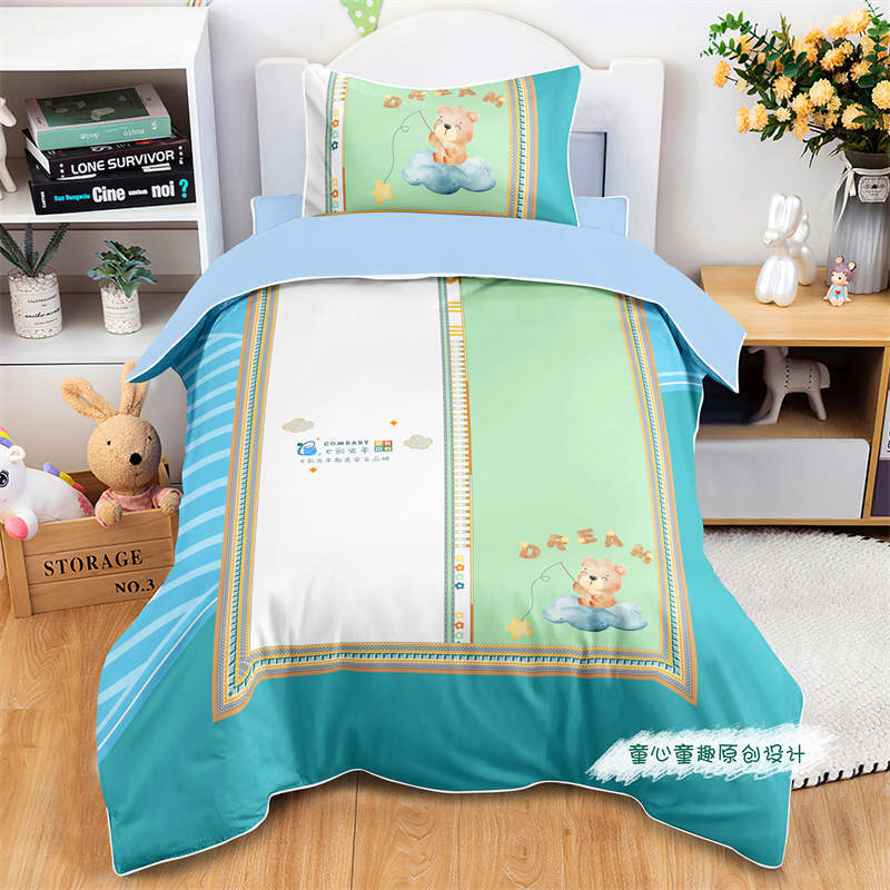 Manufacturer Customized Kindergarten Kidsren's Nap Three-Piece Set 40S Pure Cotton Twill Digital Printing Kit for Kidsren