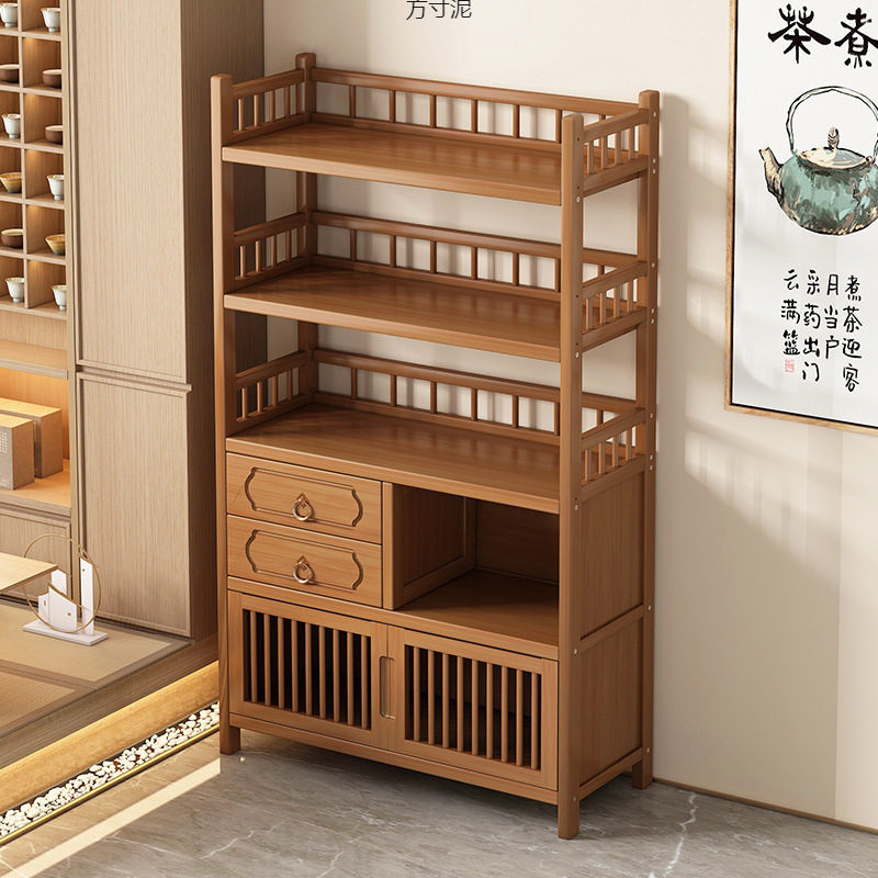 Новая модель 2025 года, бамбуковый чайный шкаф в китайском стиле для хранения чайного набора