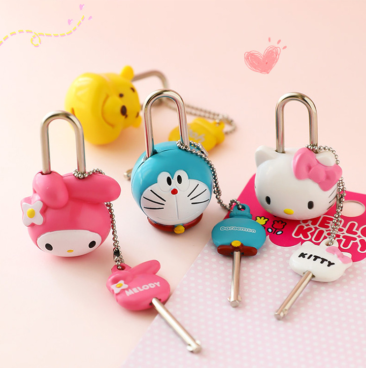 Cartoon Small Padlock Suitcase Dormitory Cabinet Diary School Bag Lock Cute Doll Creative Girl Heart Drawer Lock