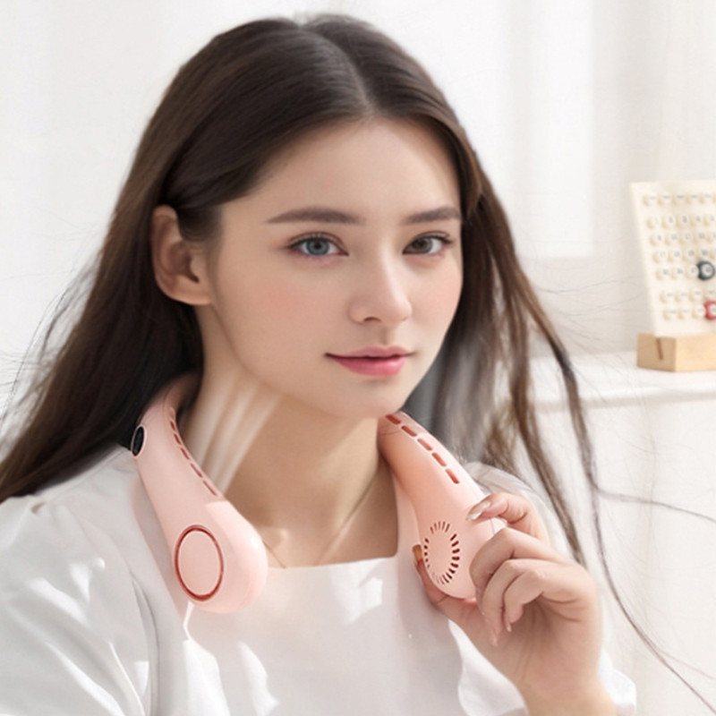 Cross-border Digital Display Lazy Foldless Fan Outdoor Sports Portable Charging Long-life USB Folding Neck Fan