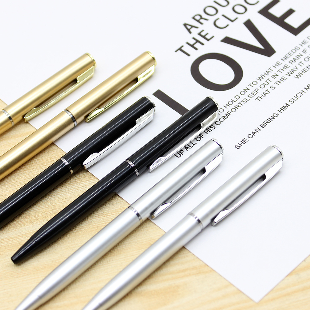 Short 10cm Small Ballpoint Pen Rotating Mini Small Xihua Gold Silver Short Pen with Notebook Gift Ballpoint Pen