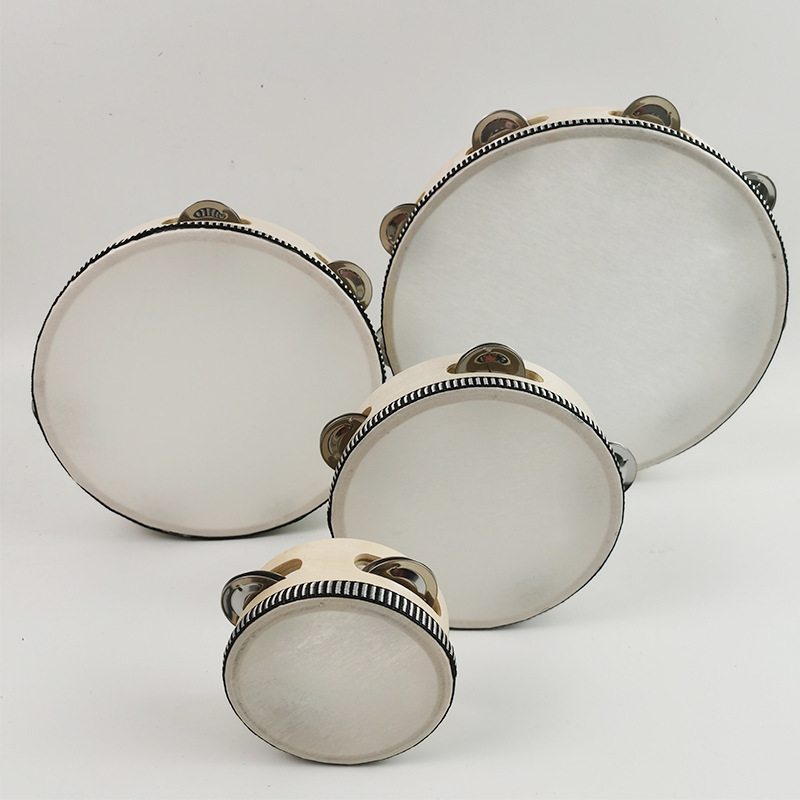 Children's percussion instrument hand beat drum tambourine 4 inch 6 inch 7 inch 8 inch 10 inch baby white tambourine tambourine