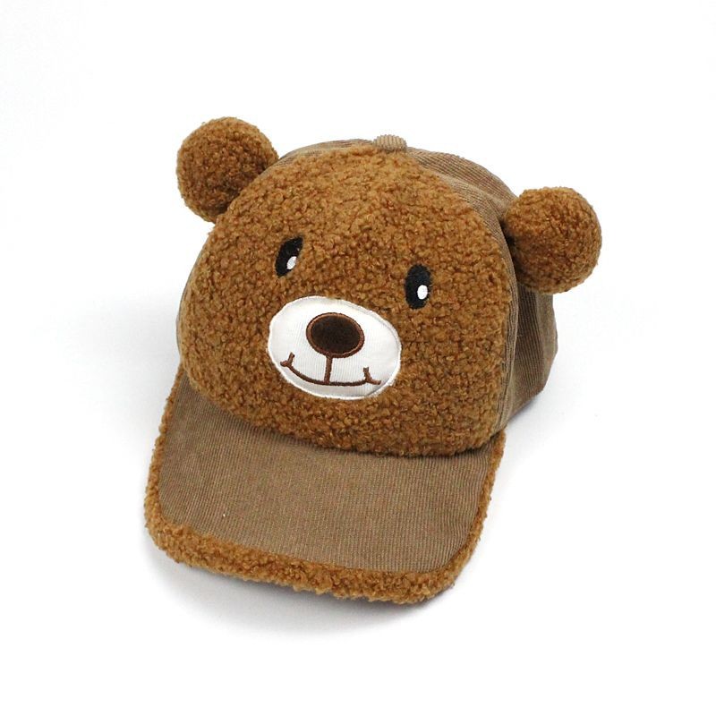 Autumn and winter children's baseball cap bell baseball cap nose will call fleece-lined cartoon cute bear hat classic warm