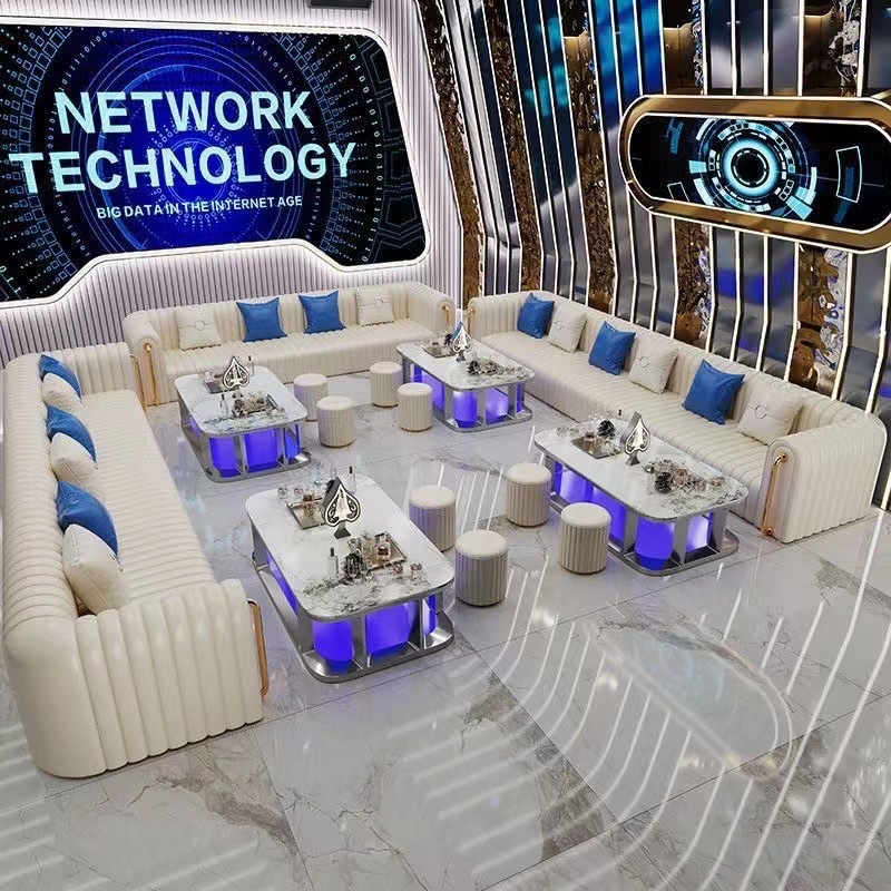 Luxury Bar Corner Booth with Illuminated Coffee Table for Ktv, Lounge, and Entertainment Venues