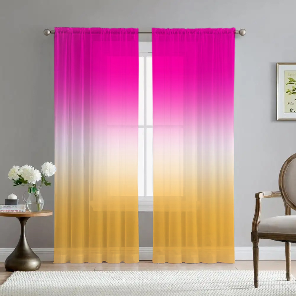Support Jit Shipping, Cross-Border Exclusive Factory Direct Sales, Gradient Yarn Popular Style, Digital Printing Processing Curtains and Window Screens
