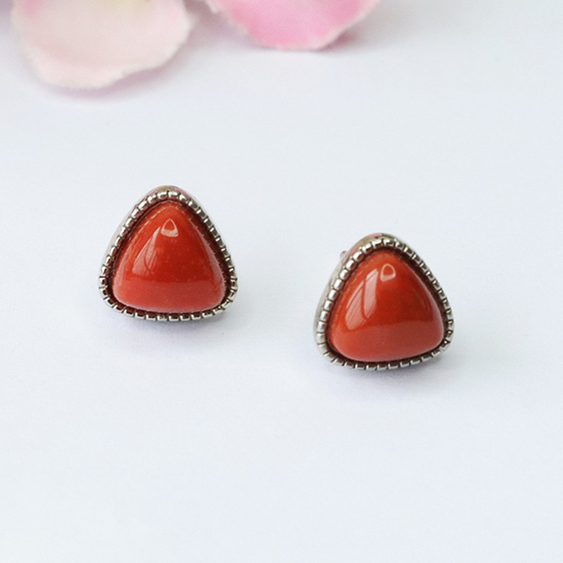 Yuyu South Red Agate Earrings S925 Silver Needle Earrings Women's Crystal Caibao Factory Wholesale MN3100304
