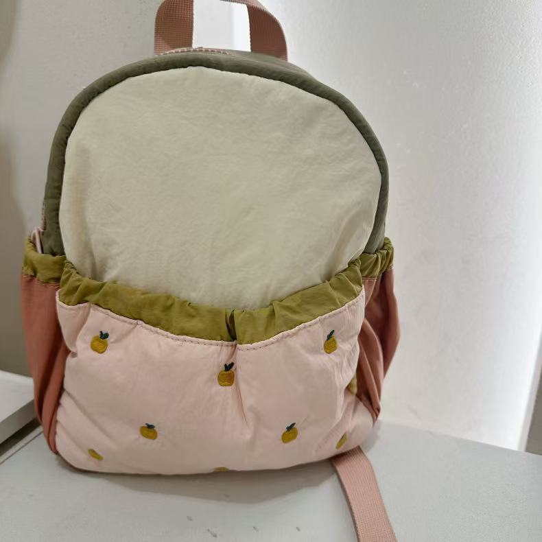 Cross-Border Children's Backpack with Color Matching, Cute Apple Embroidery, Kindergarten School Bag, Infant Mini Lightweight Travel Backpack
