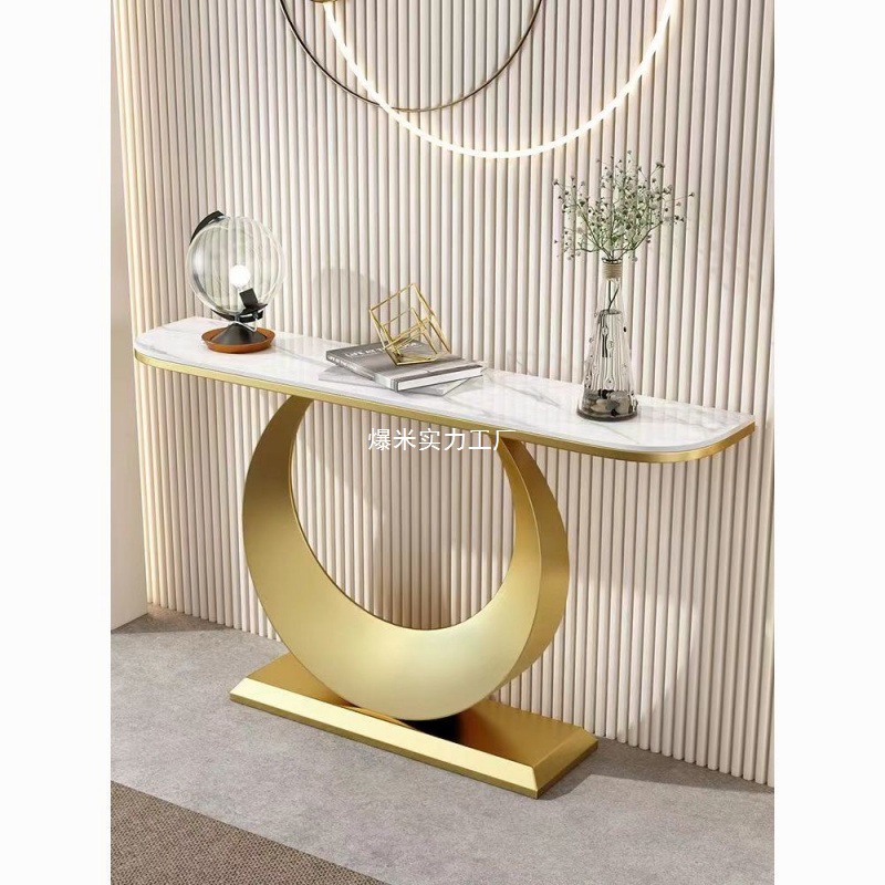 Italian-style Rock Board Porch Table End View Desk Home Cabinet Modern Simple Light Luxury Living Room Wall Narrow Table