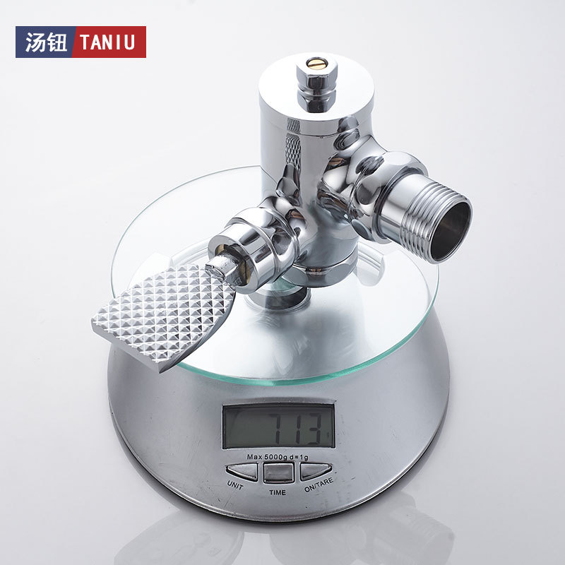 All copper squat toilet flush valve 90 degree corner right angle corner pedal stool flush valve foot delay valve