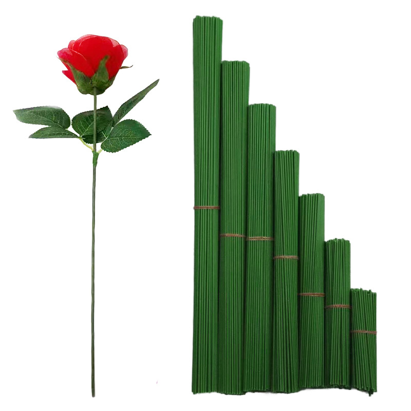 No. 2 Plastic Wrapped Flower Pole Valentine's Day Wool Flower Rose DIY Hand-Knitted Flower Pole Wholesale Twist Stick Accessories