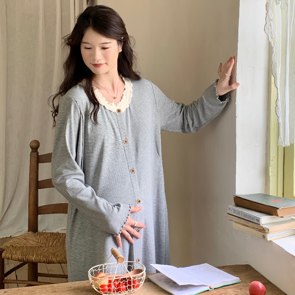 Ночная рубашка с подкладкой Длинный рукав для беременных