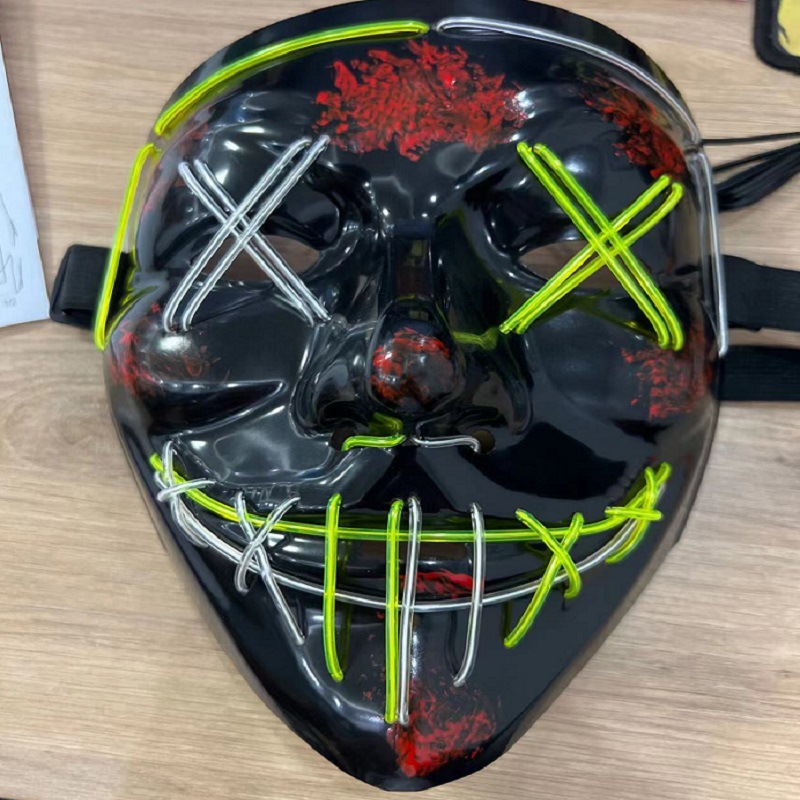 Halloween V Vendetta Luminous Mask Horror Mask LED Cold Light Luminous Mask Role Playing Tao in stock