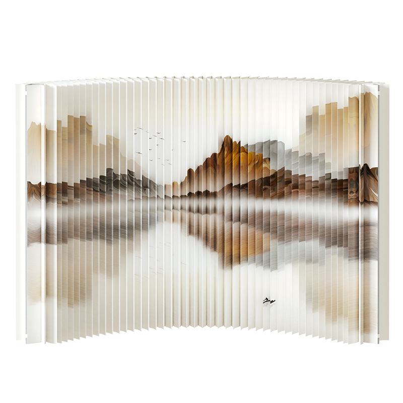 Eighteen-Panel Paper Screen Partition for Weddings, Faux Wall, Chinese-Style Entrance, Living Room, Office, Printed Color Patterns Can Be Customized