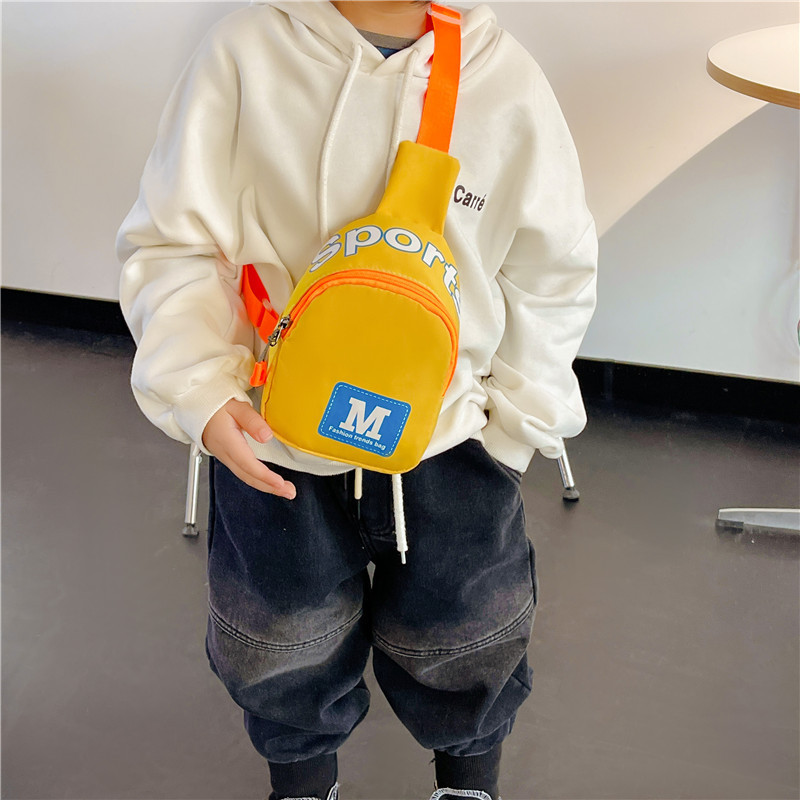 Children's Candy Color Small Waist Bag Trendy Cool Shoulder Letter Bag Canvas Bag All-match Crossbody Bag Coin Purse