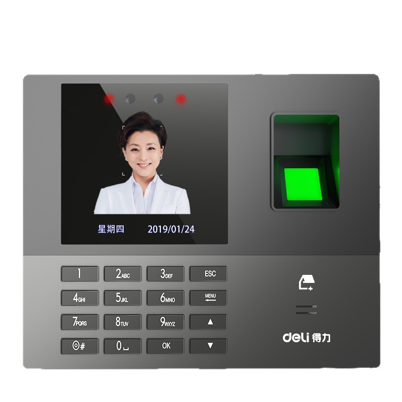 Deli 13888Cs Facial Recognition Attendance Machine for Employee Check-In, Fingerprint Attendance Machine, Intelligent