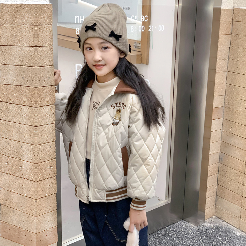 2025 New Boys' Quilted Thickened Jacket Girls' Spring Autumn Winter Stylish Cotton Coat for Older Children