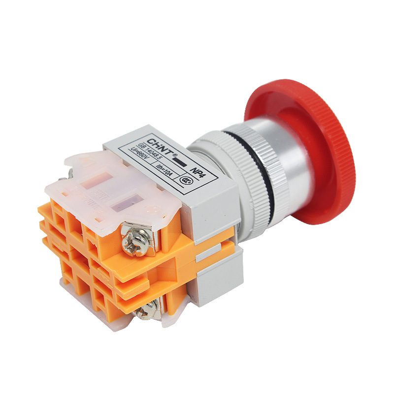 Chint Np4-11M Mushroom Head Button Switch Red Self-Reset Start Stop 1 Normally Open 1 Normally Closed