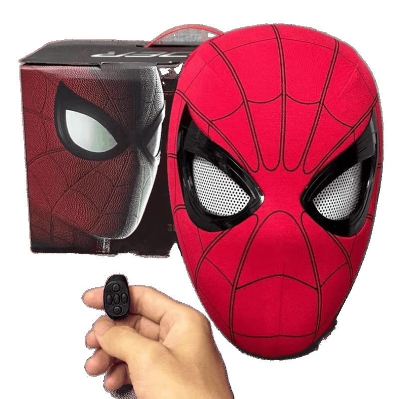 Tiktok-Style Spider-Man Headgear with Movable Eyes, Manual and Electric Blinking Mask, Spider-Man: Far from Home Helmet