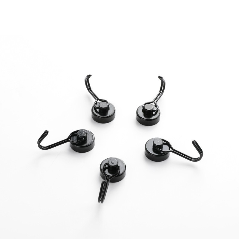 Cross-Border Magnetic Traceless Storage Magnets, Strong Metal Black Rotating Magnetic No-Drill Strong Magnetic Hooks
