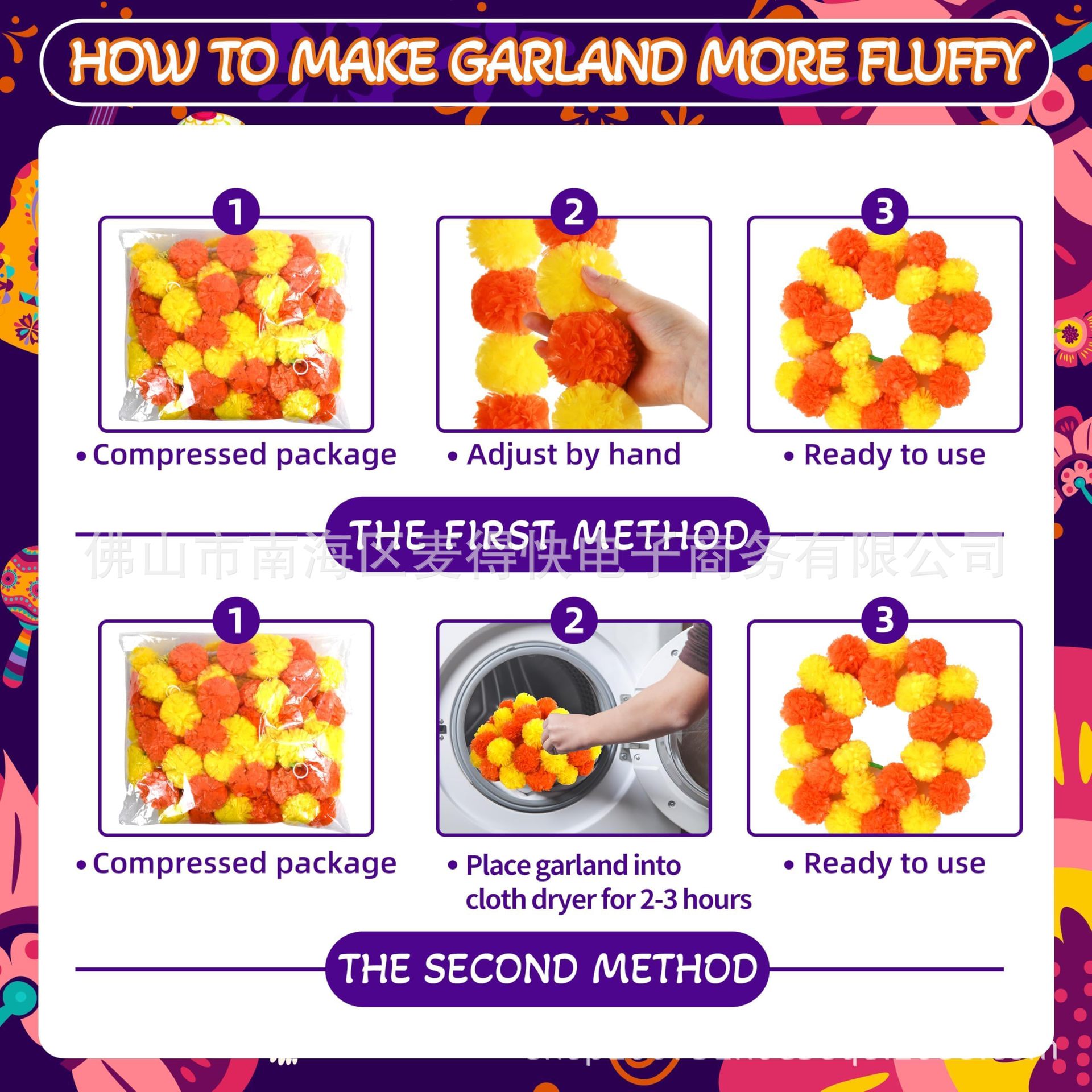 Cross-Border Halloween Indian Decorative Garland Artificial Marigold String Mexican Day of the Dead Southeast Asian Style