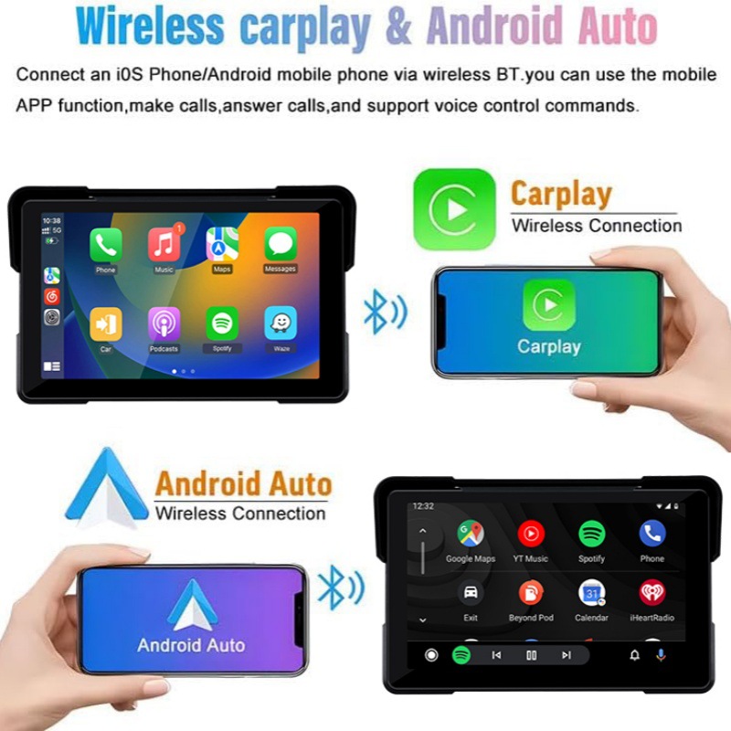 5/ 7inch Carplay Motorcycle Dvr Navigation Gps Wireless Carplay Android Automatic Playback Display