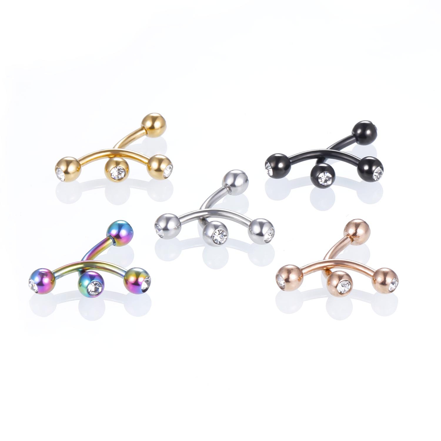 Stainless steel eyebrow nail color-preserving electroplated diamond stud earrings European and American puncture jewelry multi-color multi-size cross-border exclusive supply