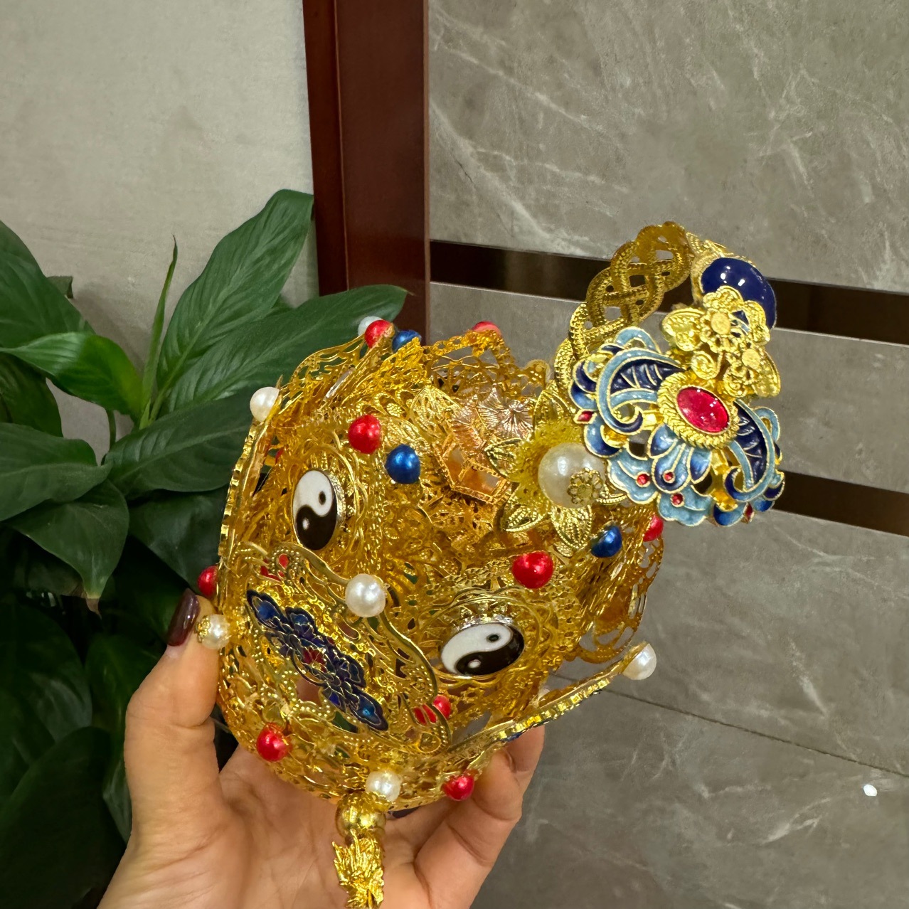 Tao Supplies Instrument Lotus Crown Triple Clear Crown Tai Chi Copper Lotus Crown Plus Brocade Box Head Crown Corolla