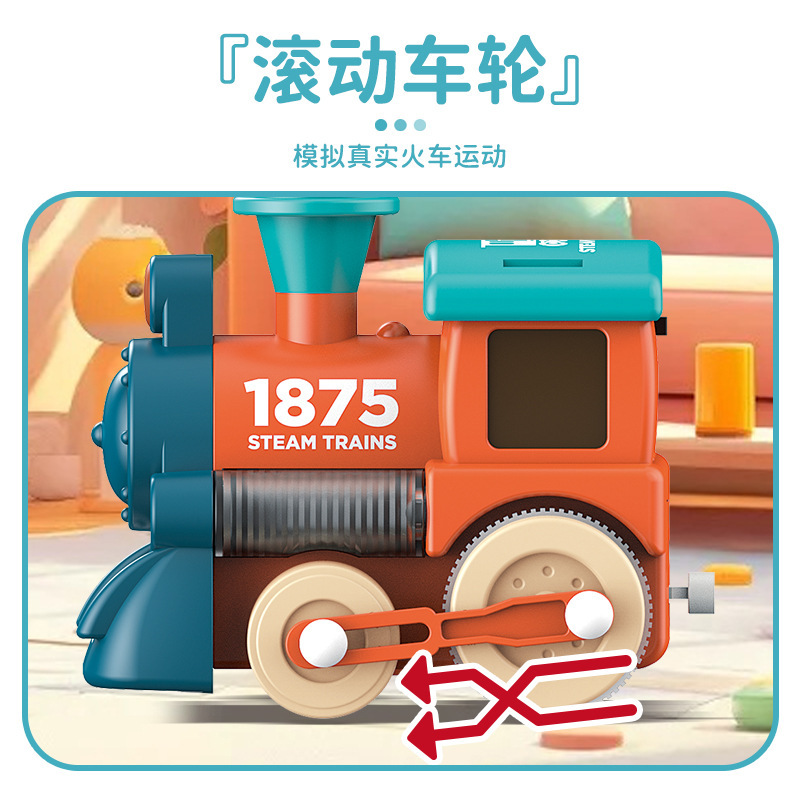 Cross-Border Track Train Macaron Color Children's Toy Train Electric Light Cartoon Engineering Rail Car