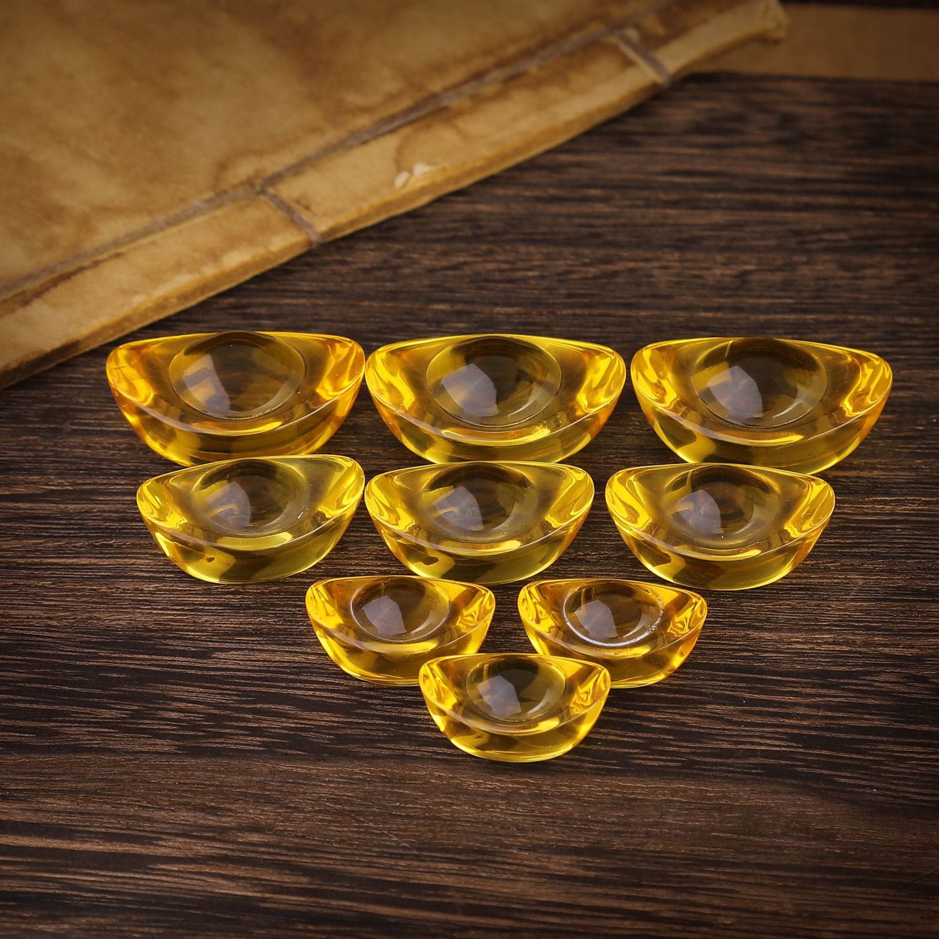 Coloured glaze gold ingot yellow crystal ingot cornucopia accessories home opening rice gift for manza bottle