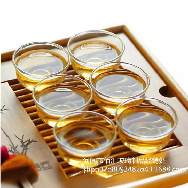 High temperature resistant glass small tea cup kung fu tea bowl tea cup thickened Master Cup Magnolia Cup transparent glass tea cup