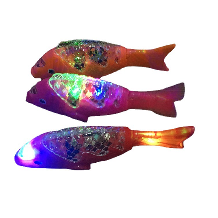 New electric projection fish Mid-Autumn Festival Lantern Music swing fish luminous toy free fish stall hot sale wholesale