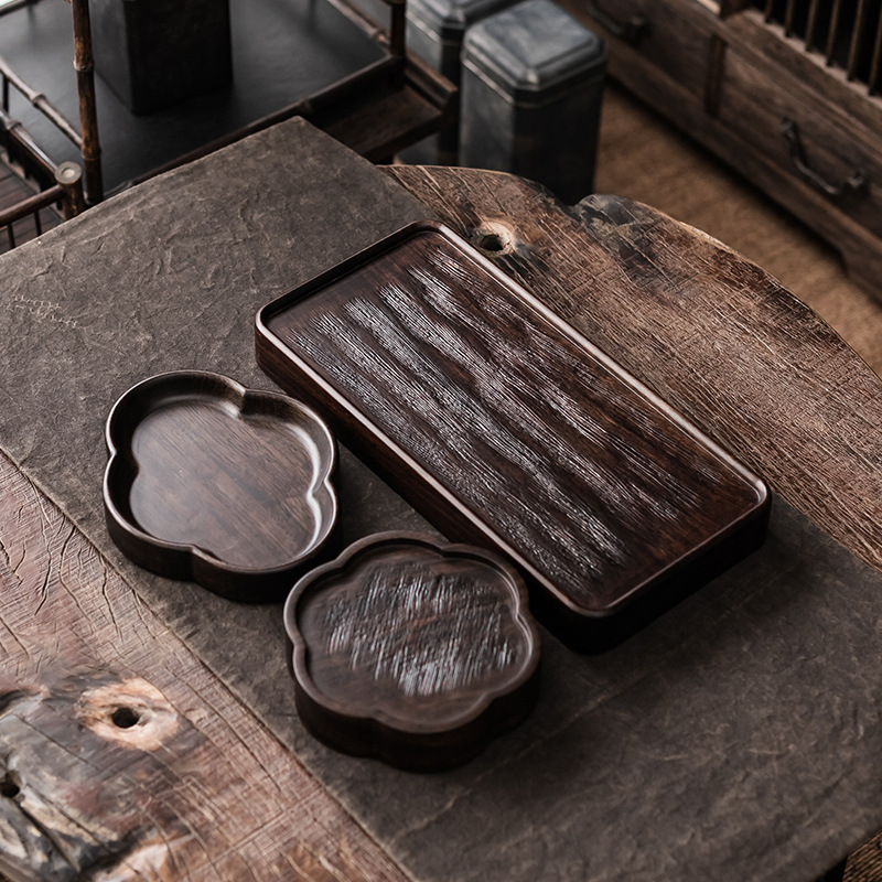 Оптовая подставка для чайника из черного дерева, поднос для чая
