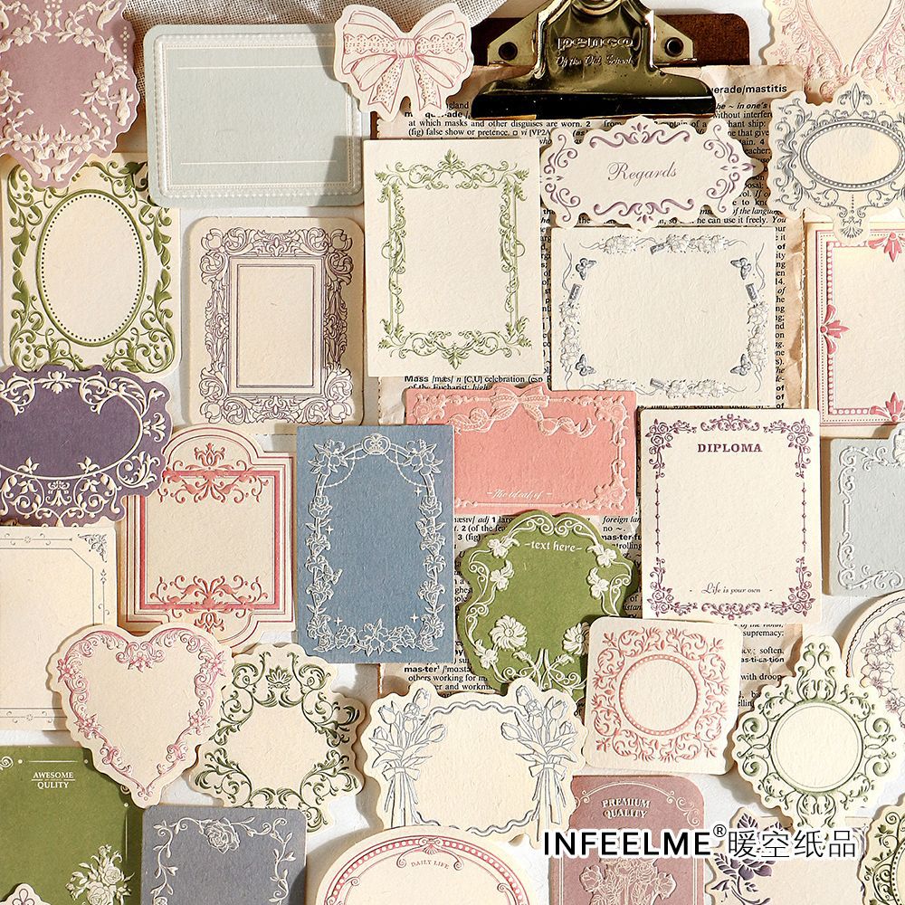 Infeel.Me Warm Memories Series Embossed Sticky Notes Salt Series Lace Border Journal Material Paper