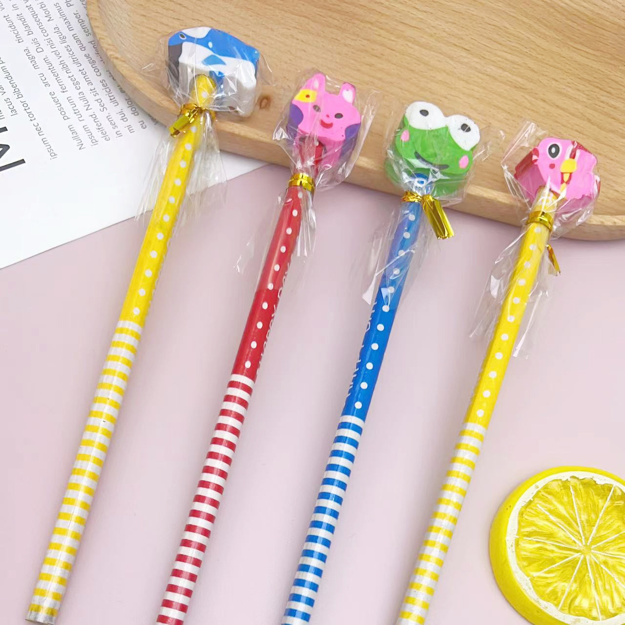 Elementary School student award HB pencil with eraser pencil children sketch drawing brush cute cartoon eraser pencil wholesale