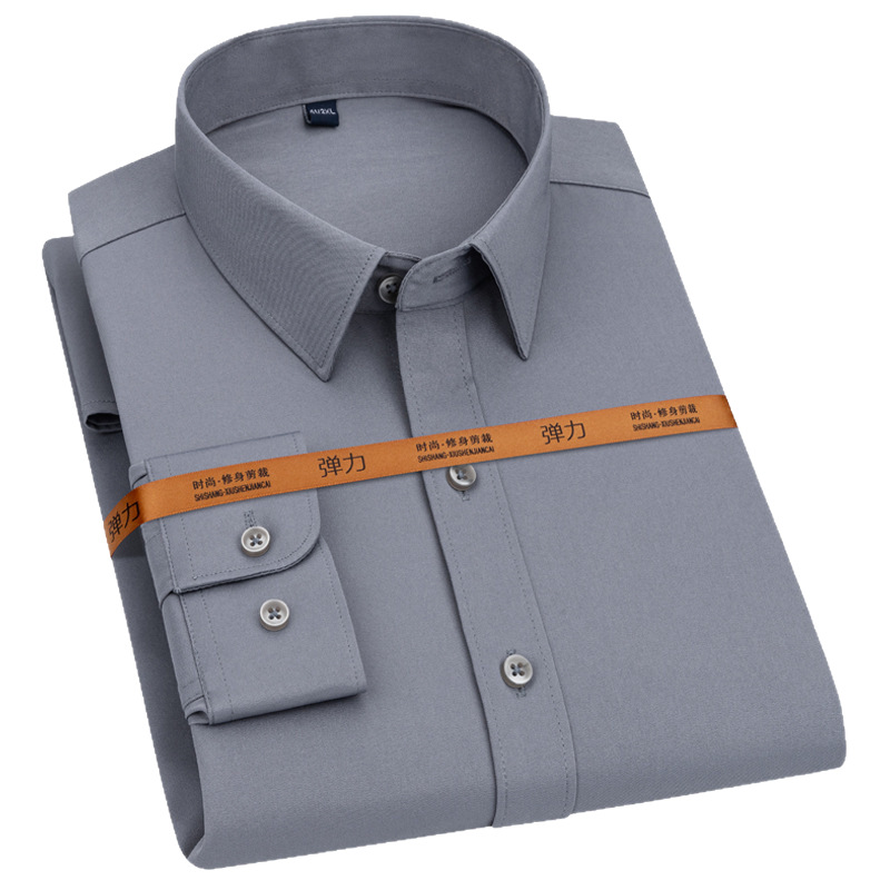 2022 New Men's Shirts Long Sleeve Workwear Stretch Business Slim No-Iron Cross-Border Long Sleeve Men's Shirts Wholesale