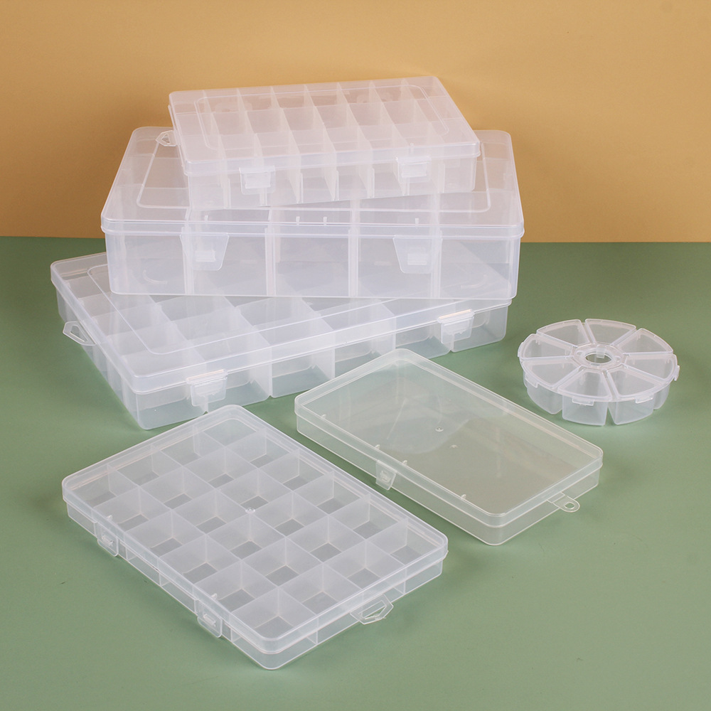 Transparent plastic 24-grid jewelry storage box electronic components accessories box classification Plaid jewelry box small parts box