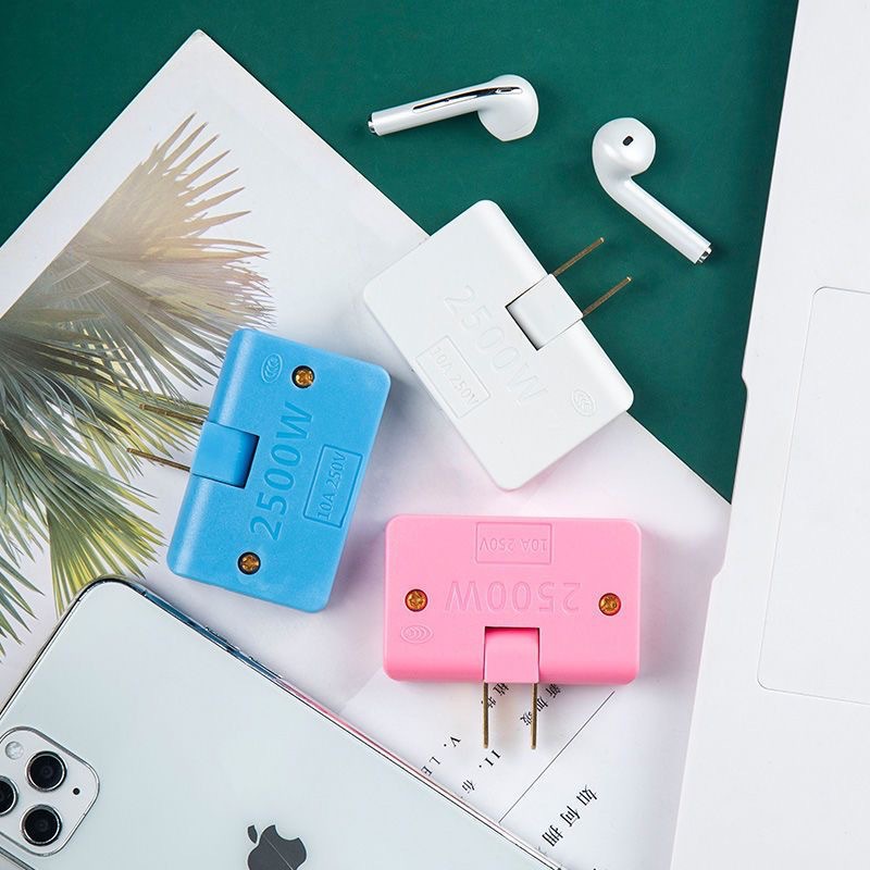 Rotatable socket ultra-thin converter one turn three two-pin to three-pin plug TV cabinet extended power plug board