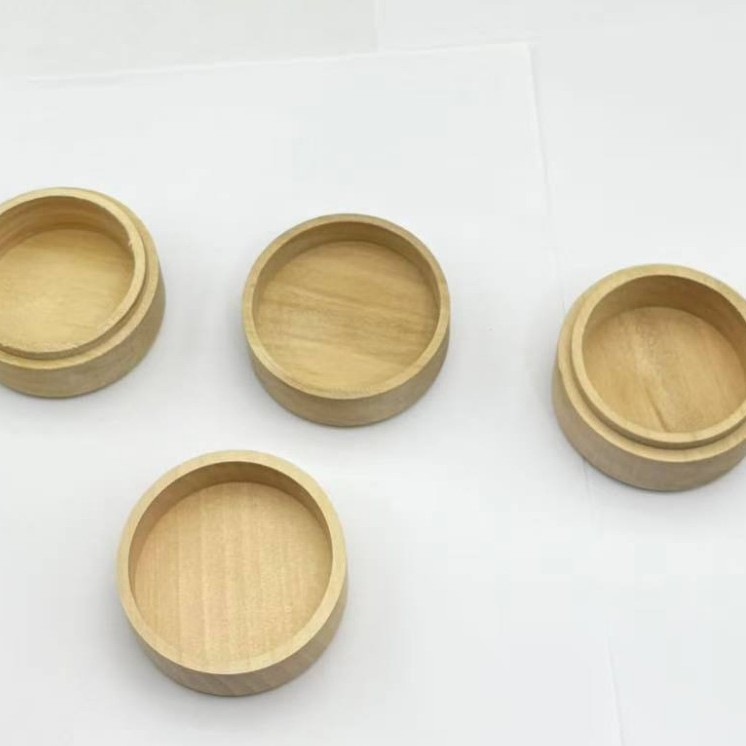 Round Jewelry About Solid Wood deciduous teeth Storage Engraving Commemorative Baby deciduous teeth Fetal hair Jewelry Earrings Storage Wooden Box