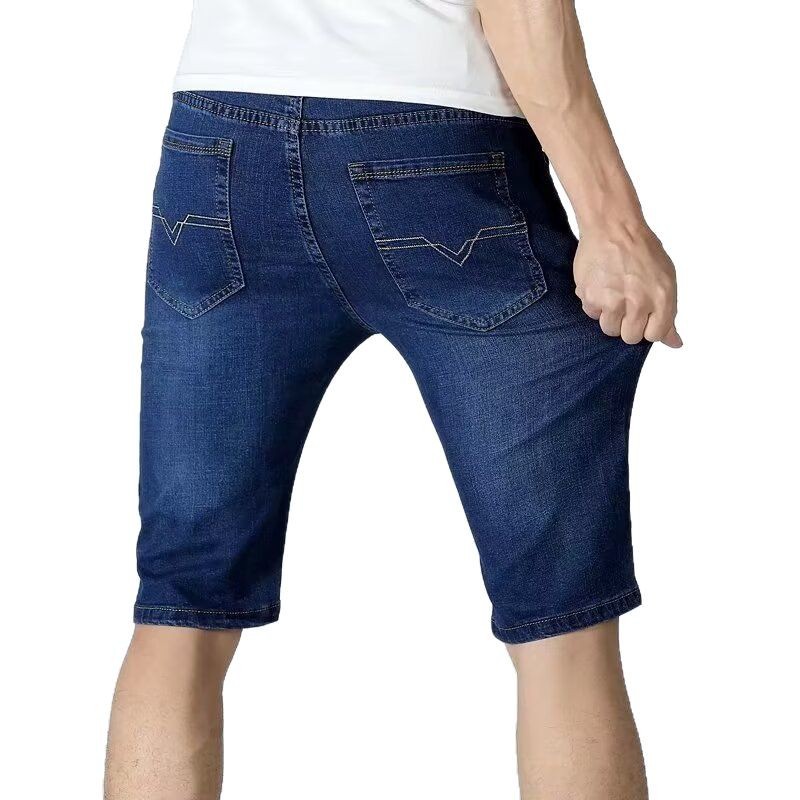 009 Denim Shorts Men's Five-point Pants Thin Loose Straight Pants Casual plus size Men's Half Stretch Pants