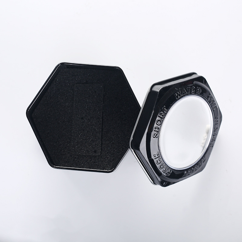 Black Hexagon Iron Box Sports Watch Packaging Box Gift Storage Box Wristwatch Gift Box logo