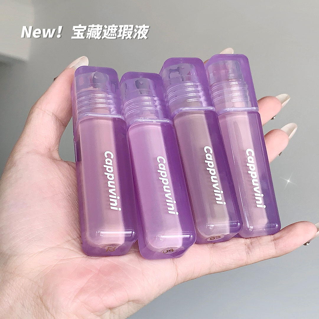 Жидкий консилер Cappuvini малый фиолетовый тюбик, основа для макияжа для скрытия акне, темных кругов и черных точек, естественное сияние