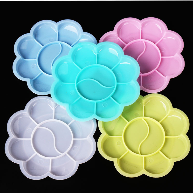 Cross-border art plastic small plum blossom color palette supplies small feet color palette 4 holes 7 holes 10 holes round color palette factory