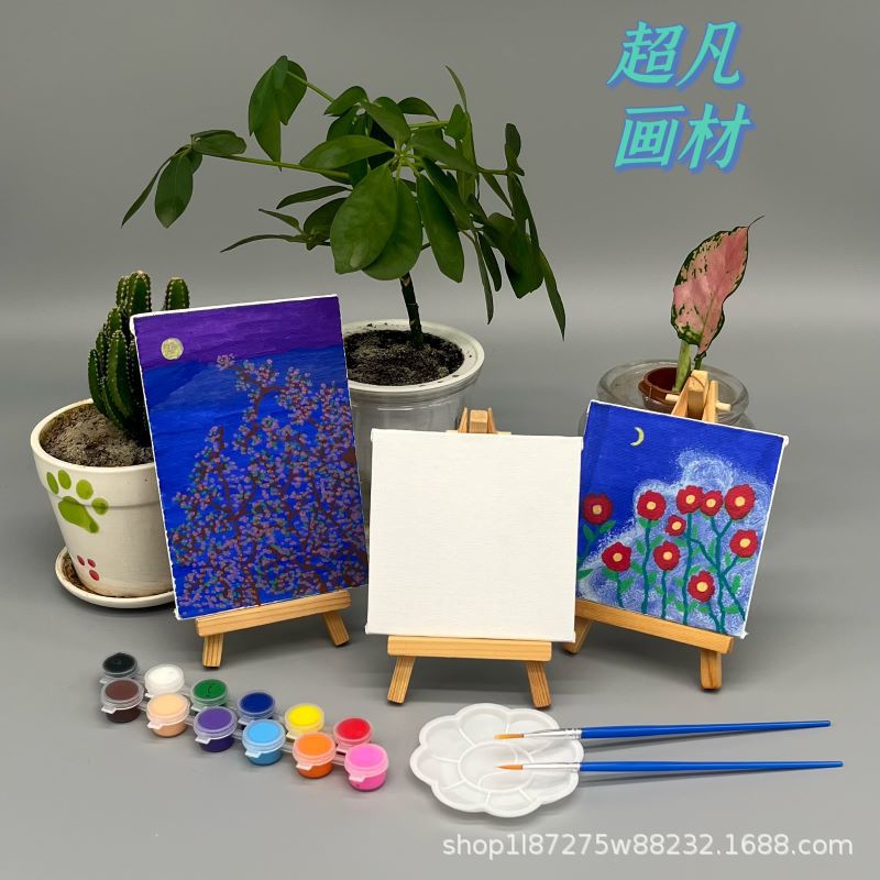 10*10 oil drawing board children's painting set mini DIY hand-painted with easel paint brush factory outlet