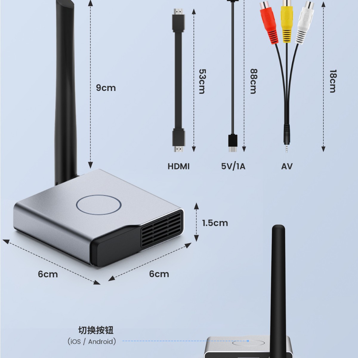 Q3 wireless same screen device for Apple Android mobile phone WiFi same screen device Dongle video projection player