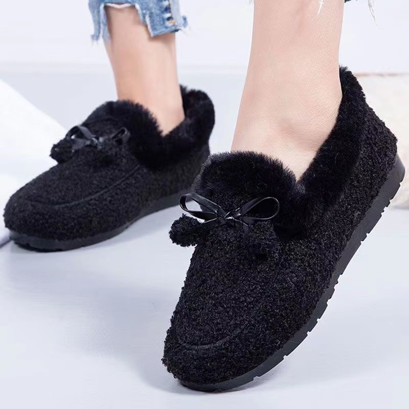 Bean shoes autumn and winter new ladies cotton shoes Korean plus velvet women's shoes Mao Mao shoes warm home women's shoes a generation of hair