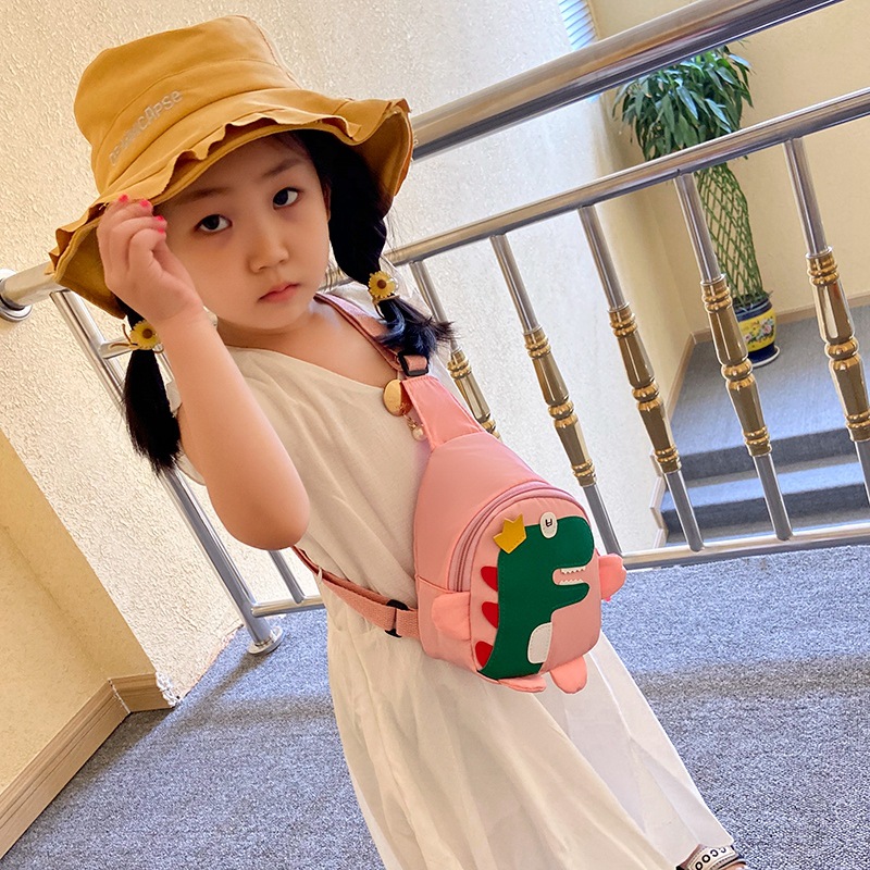 Cute little dinosaur chest bag net popular shoulder messenger bag children's mini cartoon change accessories bag manufacturers wholesale