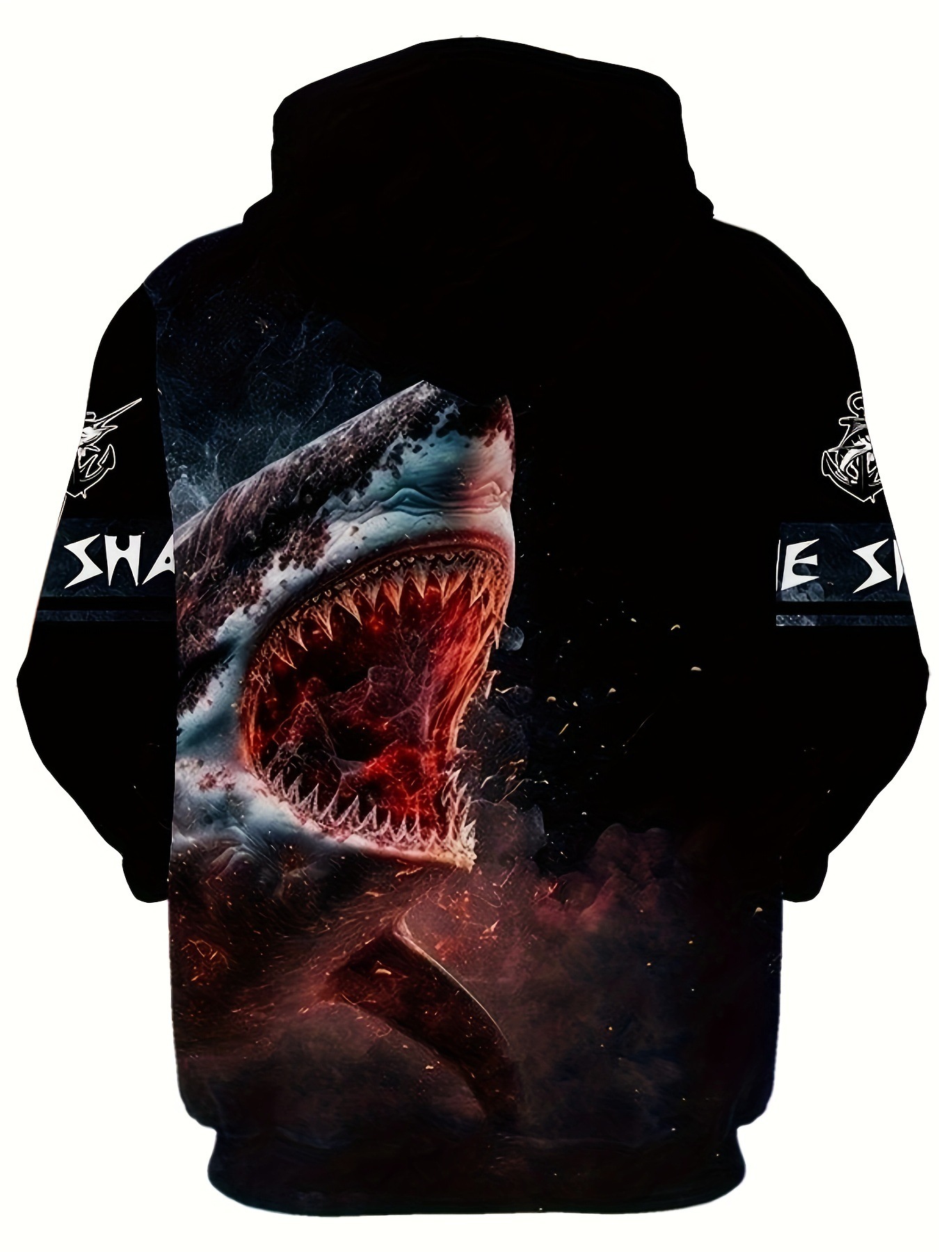 3D Men's Sweatshirt with Scary Shark Pattern, Long Sleeve