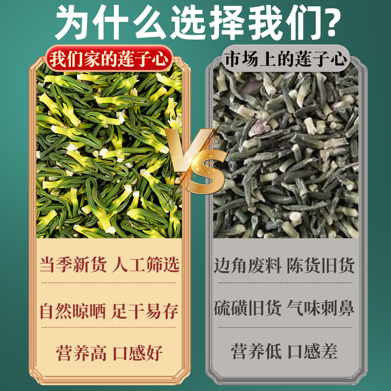 2024 Hunan Xiangtan New Arrival Hand-Picked Lotus Seed Heart Tea Filled with Wild Lotus Seed Core Soaked in Water One Piece Dropshipping