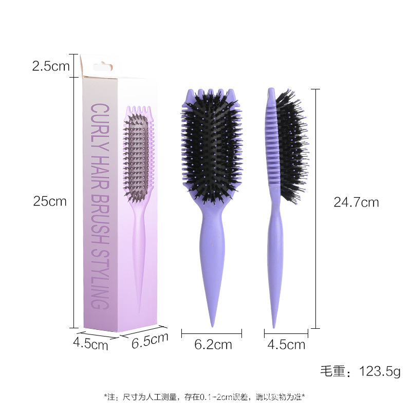 Cross-Border Wheat Straw Hairdressing Comb for Curly Hair Styling Air Cushion Bouncing Curls Defining Fluffy Skull Bristles New Hot Style