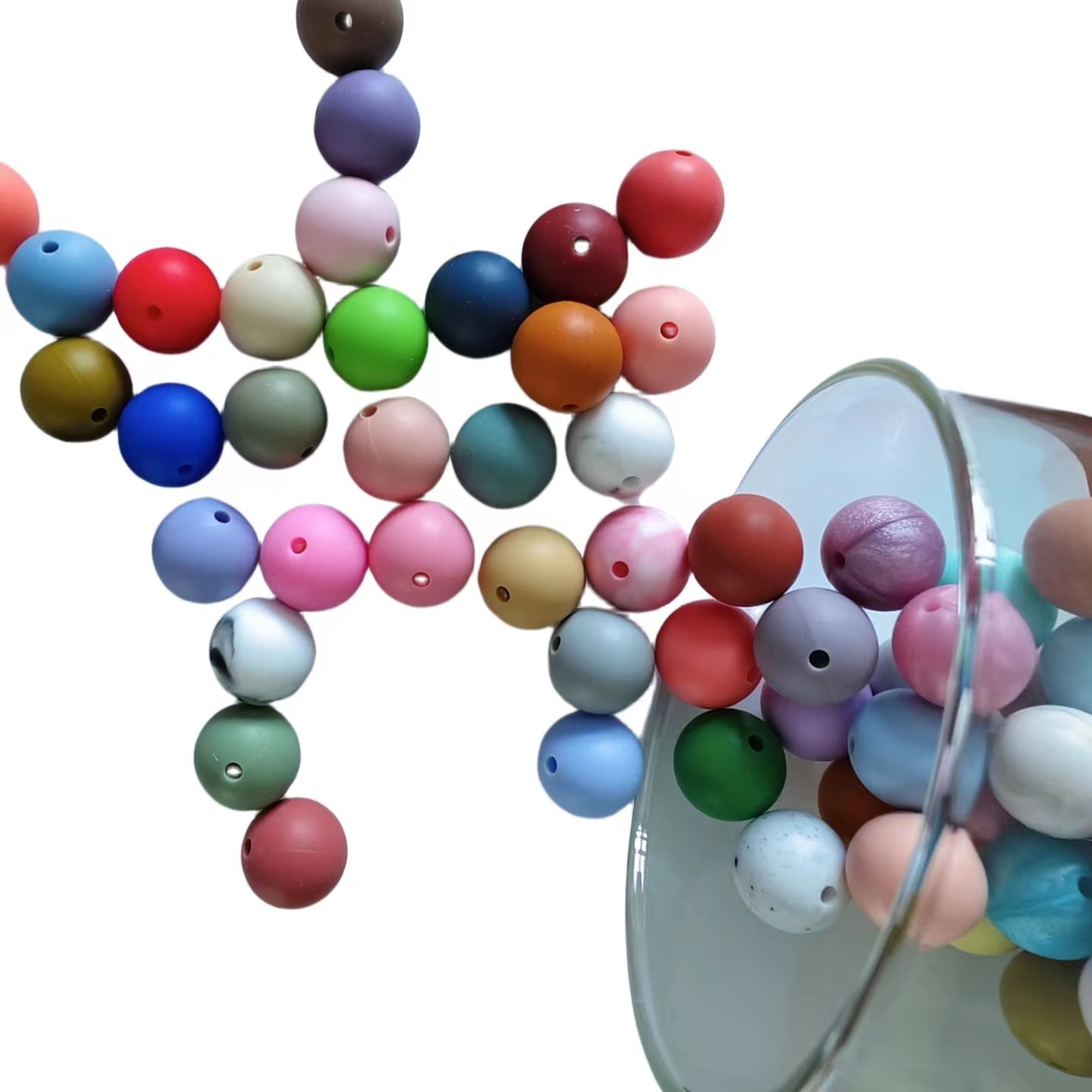 15mm Silicone Beads Round Beads Candy Color Edible Grade Silicone Baby Teether Bracelet Necklace Loose Beads in Stock